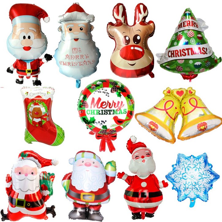 KH 크리스마스 풍선 세트 3P손펌프 이벤트 파티 산타 눈사람 루돌프 캐릭터 풍선