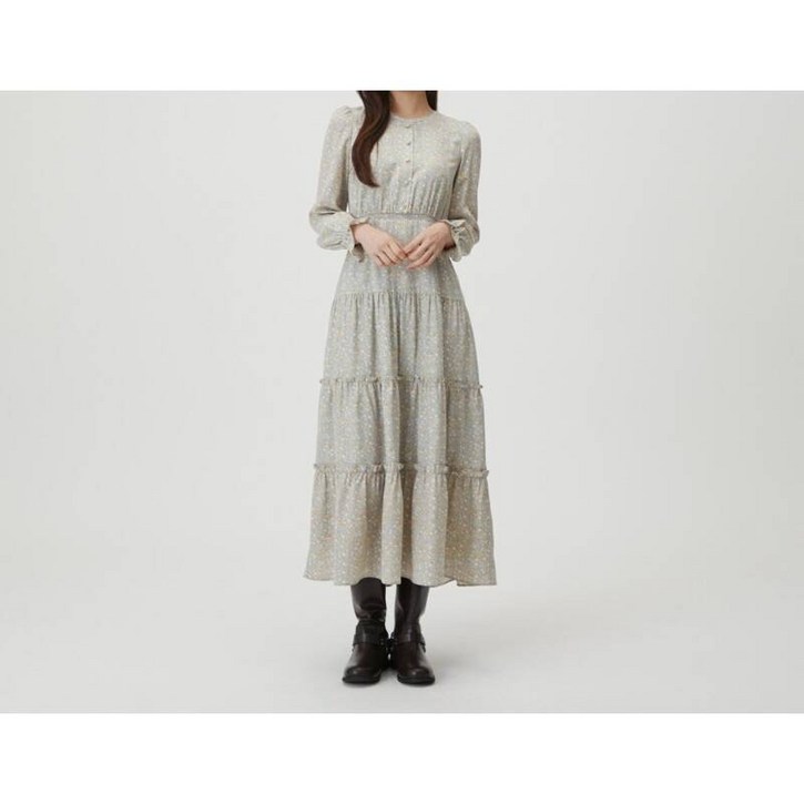 매장정품 PLASTIC ISLAND 플라스틱 아일랜드 라운드넥 티어드셔링롱원피스PR1WO262 716358