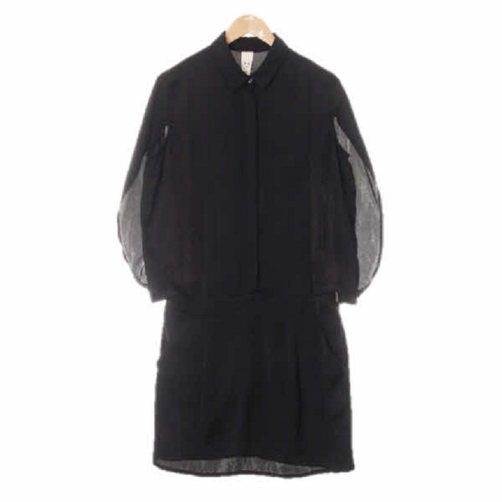 5331 톰보이 블랙 케이프소매핀턱원피스