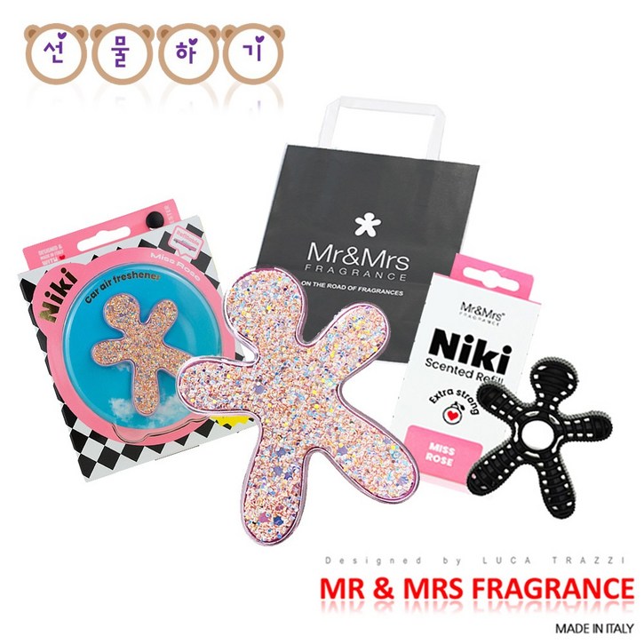 미스터앤미세스 차량용방향제 니키 패션 선물SET 쇼핑백증정, 니키본품 패션 크리스탈웨이브즈, 1세트