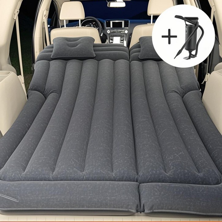 MOOZ 승용차 SUV 차박 뒷좌석 차량용 에어매트 뒷자리 트렁크 차박매트 일체형, 블랙