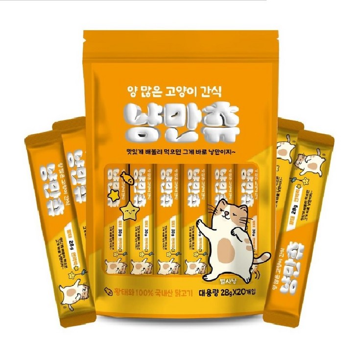 양많은 짜먹는 고양이간식 냥만츄 황태 대용량 28g x 40개
