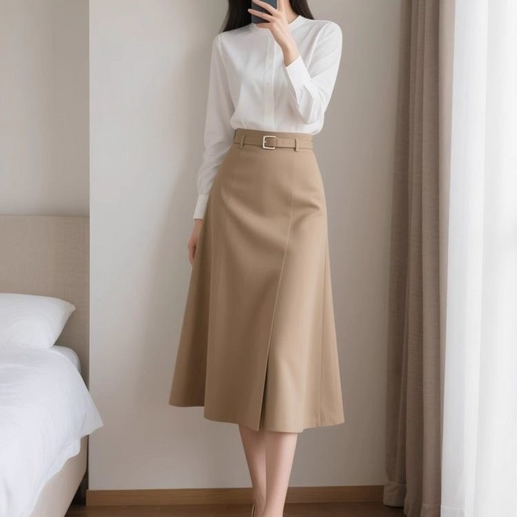 COSYEVNO  여성 A라인 미디 스커트 앞트임 춘하 TZKzckbsq-10