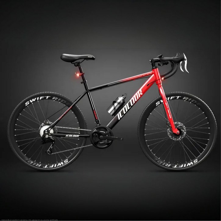 [ICOLOUR] 고성능 로드 자전거 로드바이크 MTB자전거 사이클 싸이클자전거 중급로드바이크 입문용, 24세트, 160cm, 스탠다드 타이어-레드블랙