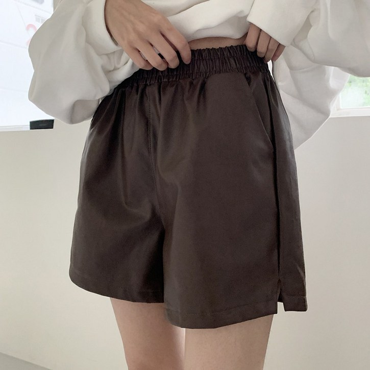 페이크레더 옆트임 밴딩 3부 숏팬츠3color