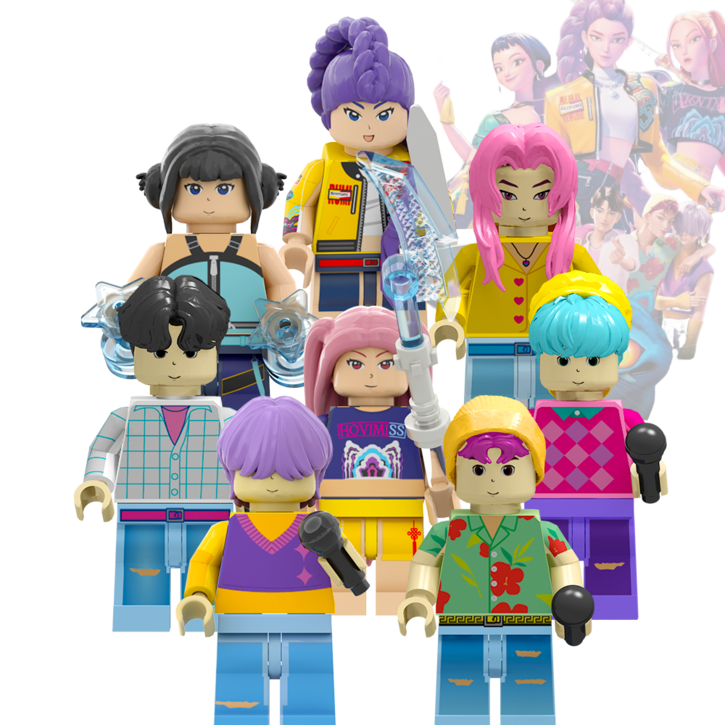 FunKKU 케이팝 데몬 헌터스사자 보이즈 캐리터 피규어 블록 8종 블럭세트, 1세트