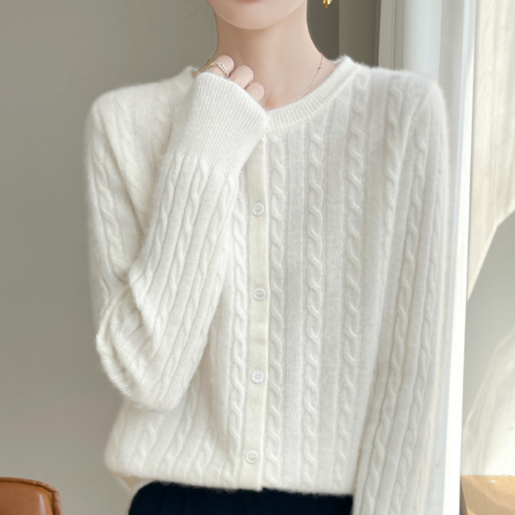 MS HOME 라운드 꽈배기 니트 가디건 데일리 여성용