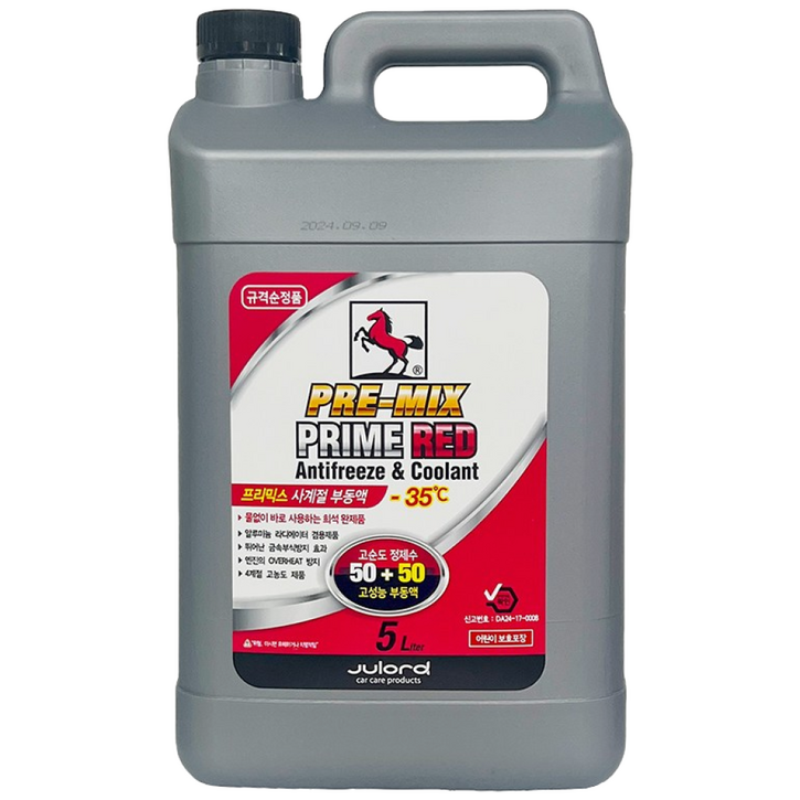 말표 물없이 바로쓰는 프리미엄 사계절 냉각수 빨강 5L / 차량용 부동액/ MALPYO, 1개, 5L