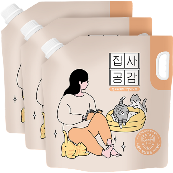 집사공감 벤토나이트 사막화방지입자 고양이 모래, 6.35kg, 3개, 허브향 집사공감 벤토나이트 사막화방지입자 고양이 모래, 6.35kg, 3개, 허브향