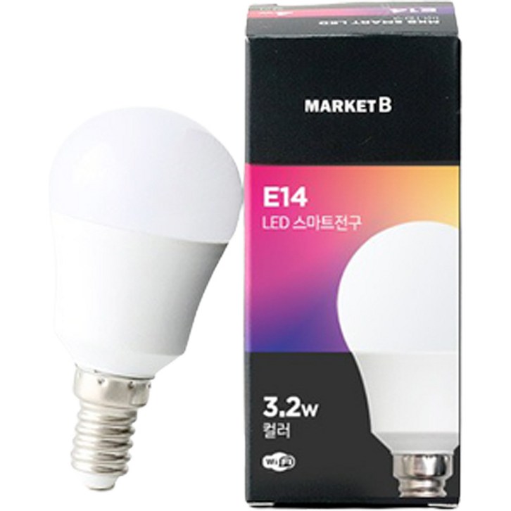 마켓비 E14 LED 블루투스 색상 조절 스마트 전구 3.2W 1732.8520 - 쇼핑뉴스