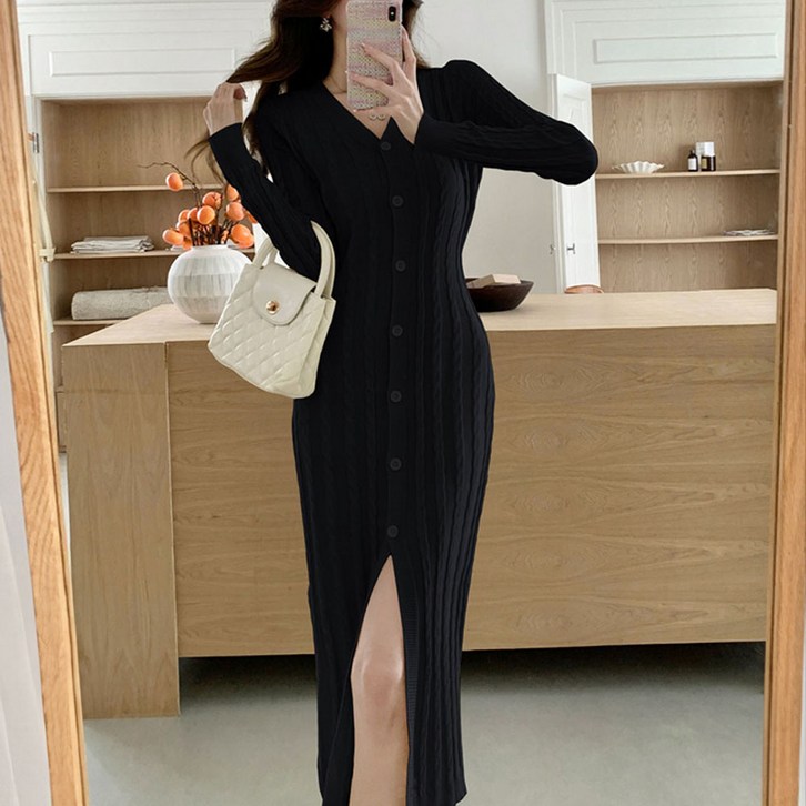 페이퍼먼츠 꽈배기 니팅 오픈형 버튼 원피스 23371 페이퍼먼츠 꽈배기 니팅 오픈형 버튼 원피스 23371