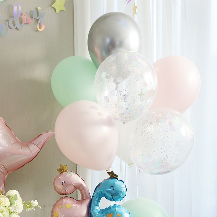파티조엘 샤인 화이트 벌룬세트 밝고 환한 풍선세트 생일파티 공주 프린세스 홈파티 겨울왕국