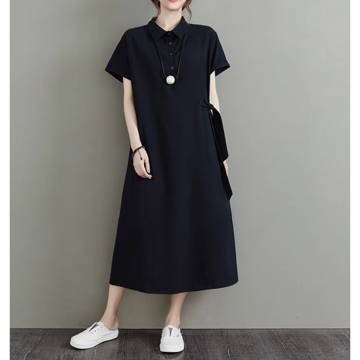 미소준 폴리린넨 원단 여름 롱 원피스