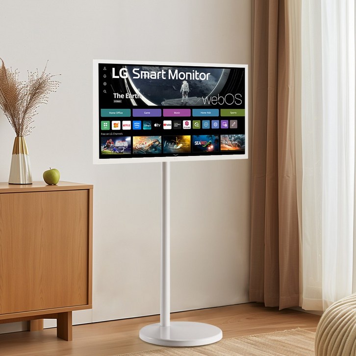 엘지전자 32인치 스마트모니터 이동형스탠드 패키지상품 엘텐바이미  32SR50F이동형스탠드, 32SR50F 모니터  에센셜스탠드, 고객직접설치, 스탠드형, 80cm 32인치
