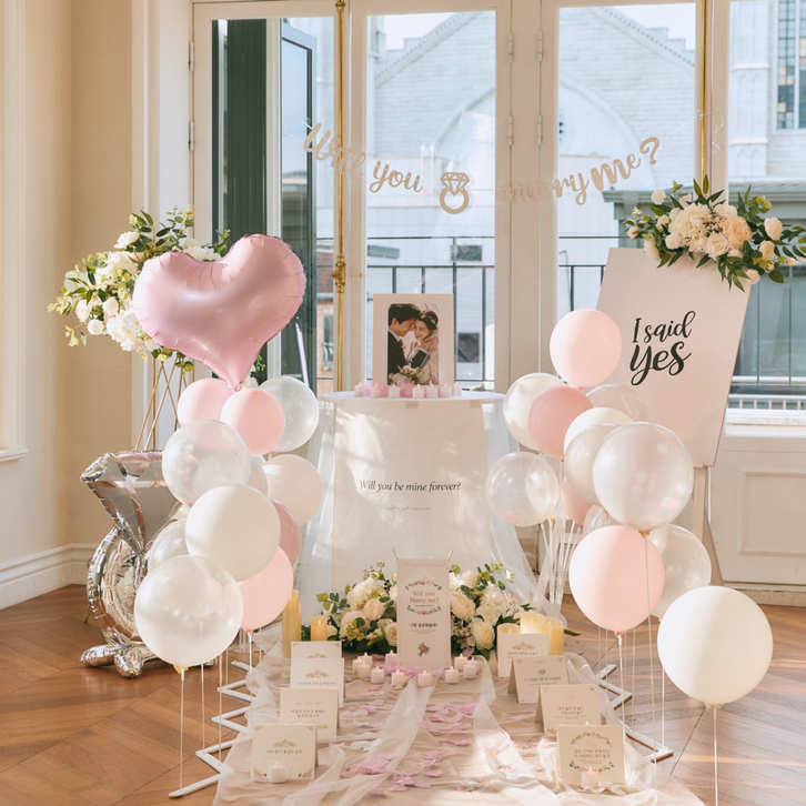 파티레시피 답 실속프로포즈 용품 세트, 1세트, 핑크여름