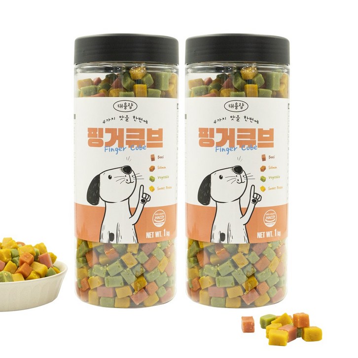 펫라벨 1+1 핑거큐브 강아지간식, 교육용, 훈련용 대용량 강아지 트릿, 혼합, 1,000g x 2ea, 2개, 1kg