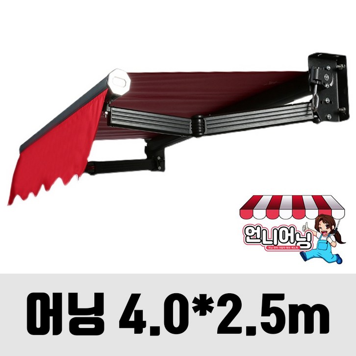 언니어닝 어닝 v2 보강형 도장프레임 농막 햇빛가리개 옥상 접이식 캐노피 천막, 어닝, 4m x 2.5m가로 x 돌출