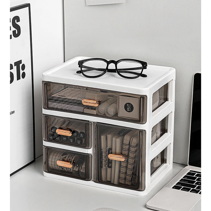 모루핏 책상 수납 정리함 3단4칸형 A4 플라스틱 서랍, 1개, 화이트 4칸형