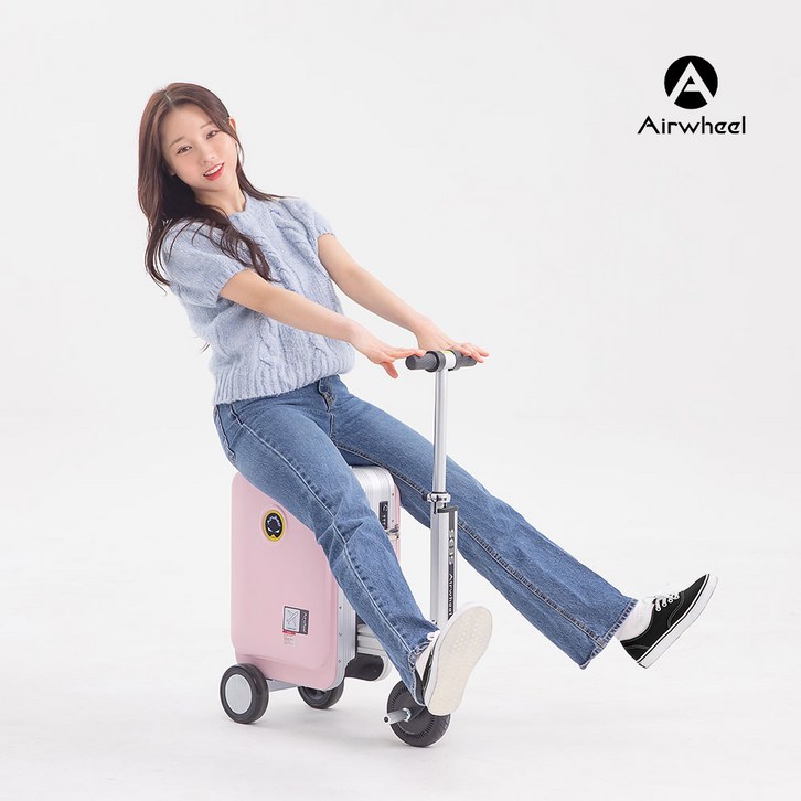 한국총판 에어휠 전동캐리어블랙핑크실버 국내AS 워런티카드