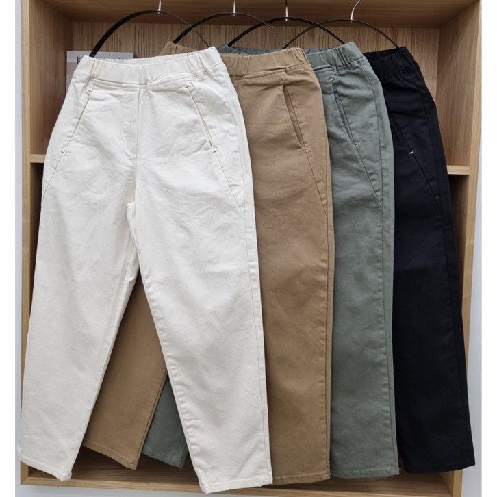 미시 여성 스판 배기핏 면바지