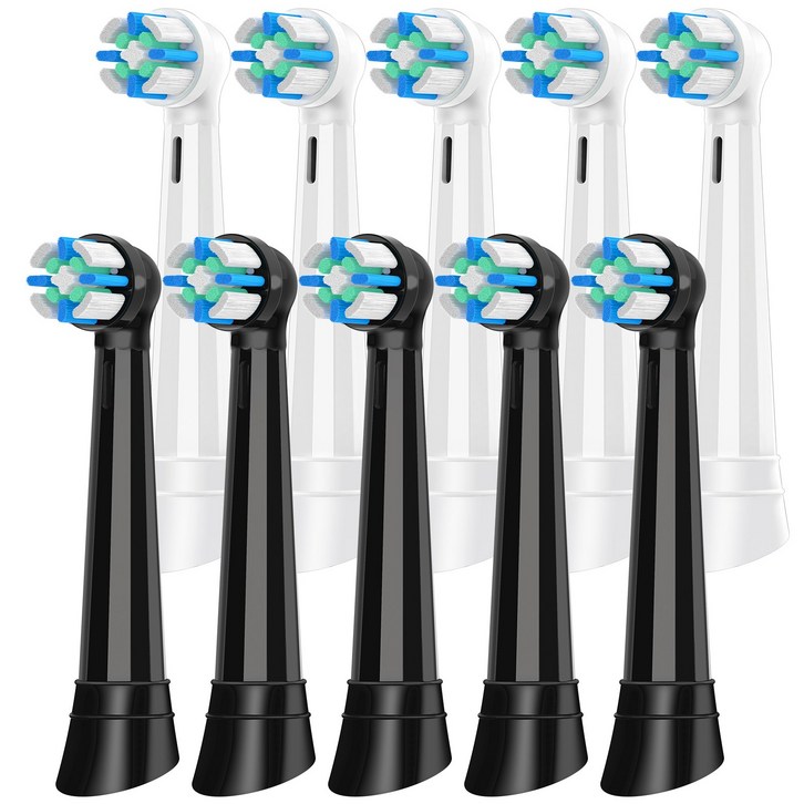 지능형 클리닝 교체 헤드, 오랄비 iO 2345678910 시리즈 전동 칫솔과 호환, 심층 클리닝 및 민감한 케어 브러시 헤드, 10개, blackwhite, I272