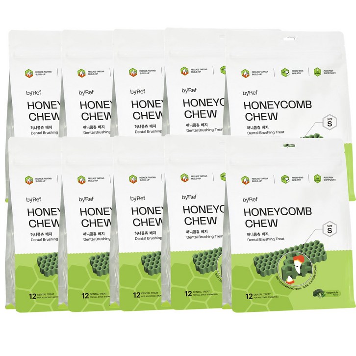 바이레프 강아지 허니콤츄 덴탈껌, 120g, 베지S, 10개