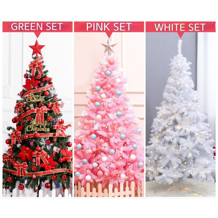 소울스타 크리스마스트리 풀세트 /화이트.핑크.그린트리 세트 1.5m /호텔 회사 가정용 야외용 / 트리만들기, 그린1.5m