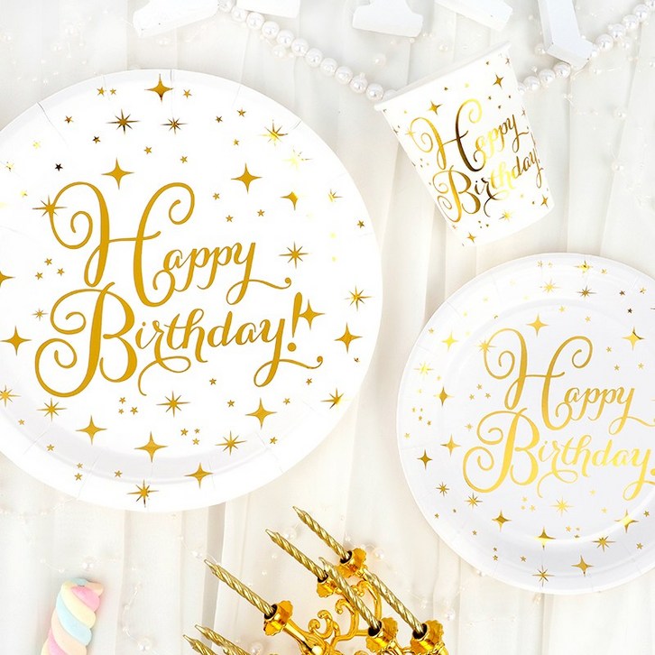 파티팡 파티접시 23cm 10p  파티접시 18cm 10p  파티컵 10p 생일 테이블패키지 10인세트