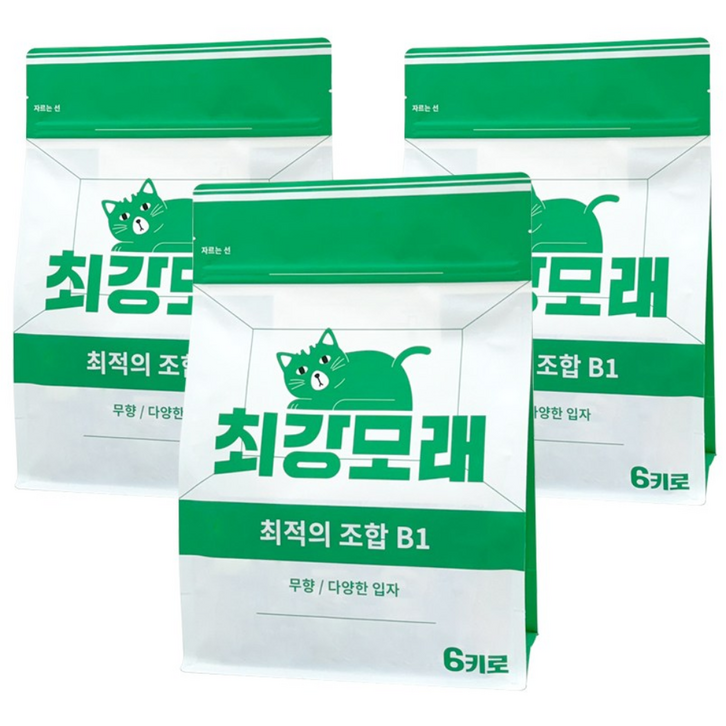 [2+1] 최강모래 최적의 조합 B1 6kgx3, 고양이모래 와이오밍 벤토나이트모래, 3개, 6L, 무향