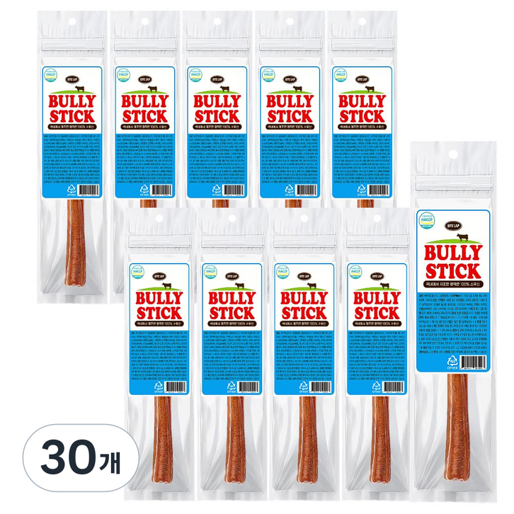 바이트랩 강아지 불리스틱 국내산 간식, 30개, 6g, 한우