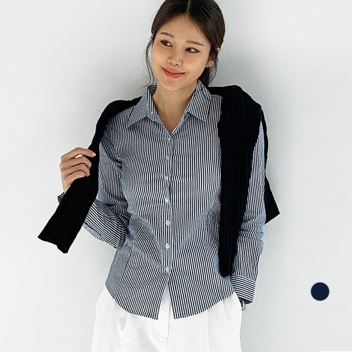 여성슬림핏셔츠 바블링브룩 여성용 스트라이프 텐션 라인 셔츠