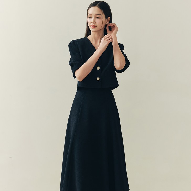 제로스트릿 썸머 퍼프 트위드 자켓  스커트 세트