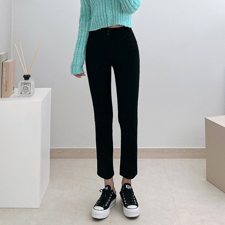 리버블루 여성용 사방스판 밴딩 데님 스키니진 일반기장