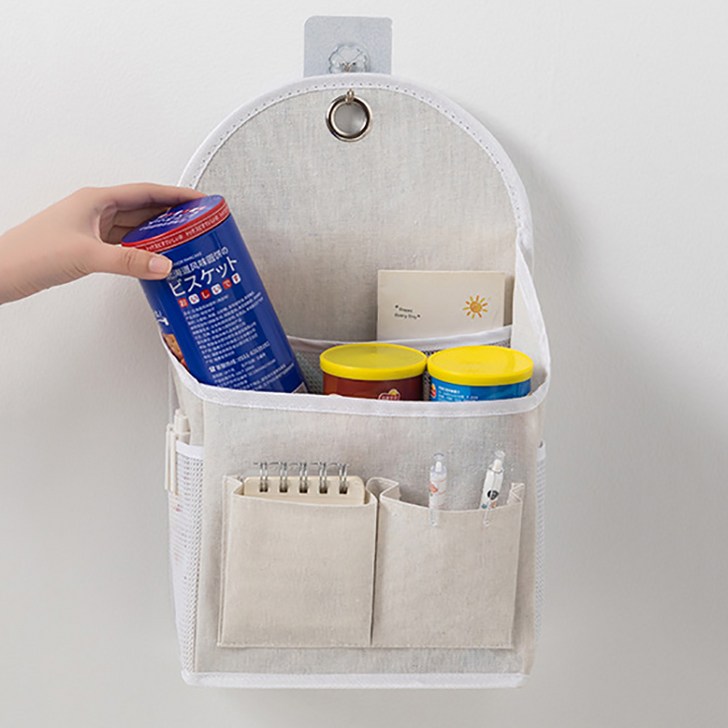따봉오빠 무타공 생활 방수 벽걸이 포켓 수납 바구니 10 x 23 x 41 cm JNHA1784