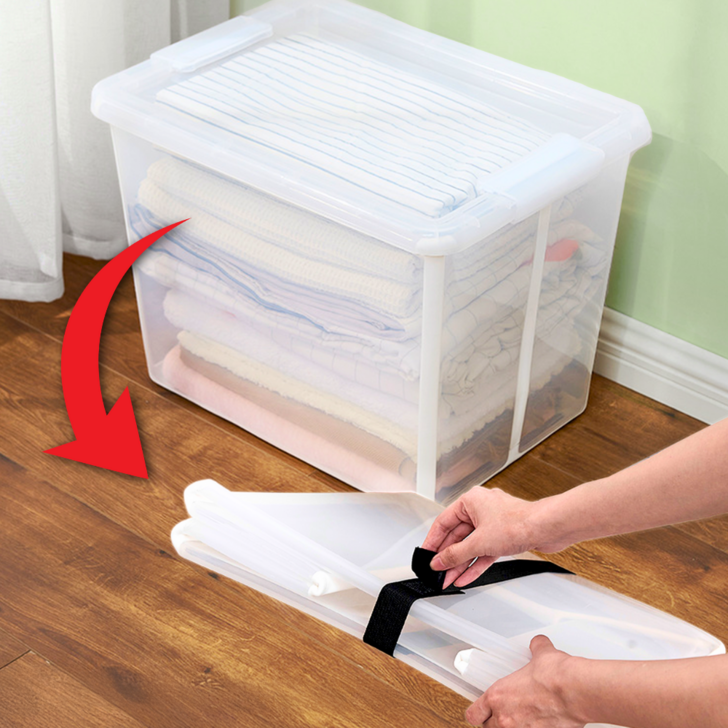 독점판매노틈 플라스틱 리빙박스 옷정리 투명 접이식 폴딩 수납박스, 반투명, 1개