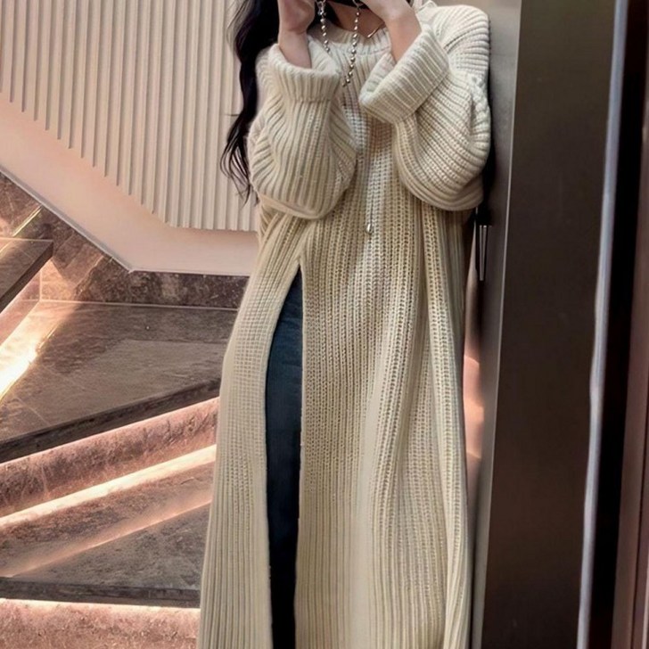 라니키 여리여리 슬릿 롱 니트 스웨터 여성겨울 여자겨울코디 원피스 여성겨울 여자겨울코디 롱 니트 원피