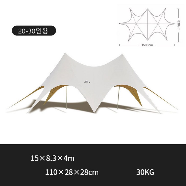 초대형 헥사 타프 천막 캠핑 야유회 대형 그늘막 차박 아웃도어 타프 대형 그늘막 TF1003, IVORY2030인용