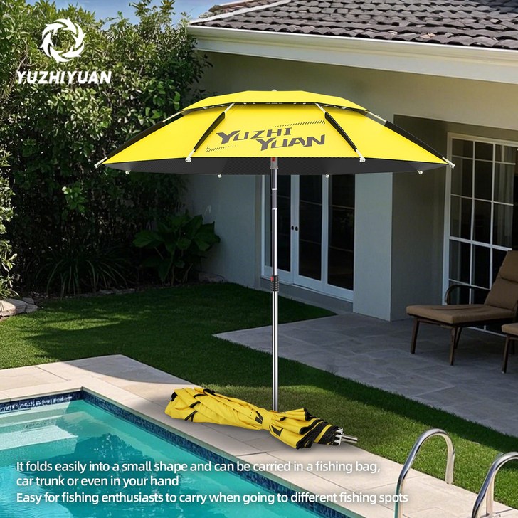 의자 파라솔 경량파라솔 휴대용 가방 접이식 해변 우산 낚시 태양 보호소가있는 휴대용 캠핑 파라솔, 노랑