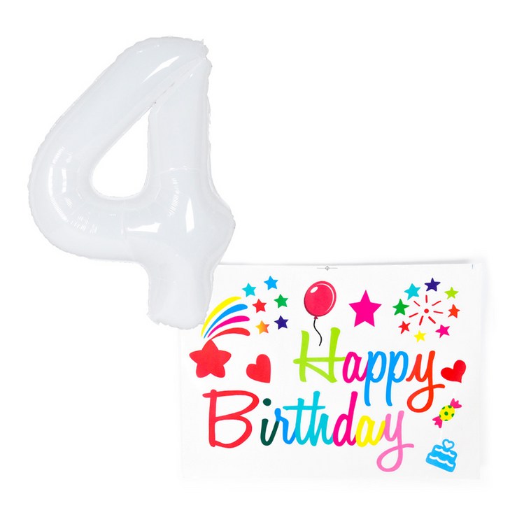 파티쇼 숫자 은박 풍선 4 대형  스티커 세트