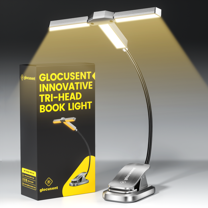 휴대용 독서등 북라이트 집게 무선 침대 독서 조명 스탠드 glocusent A23
