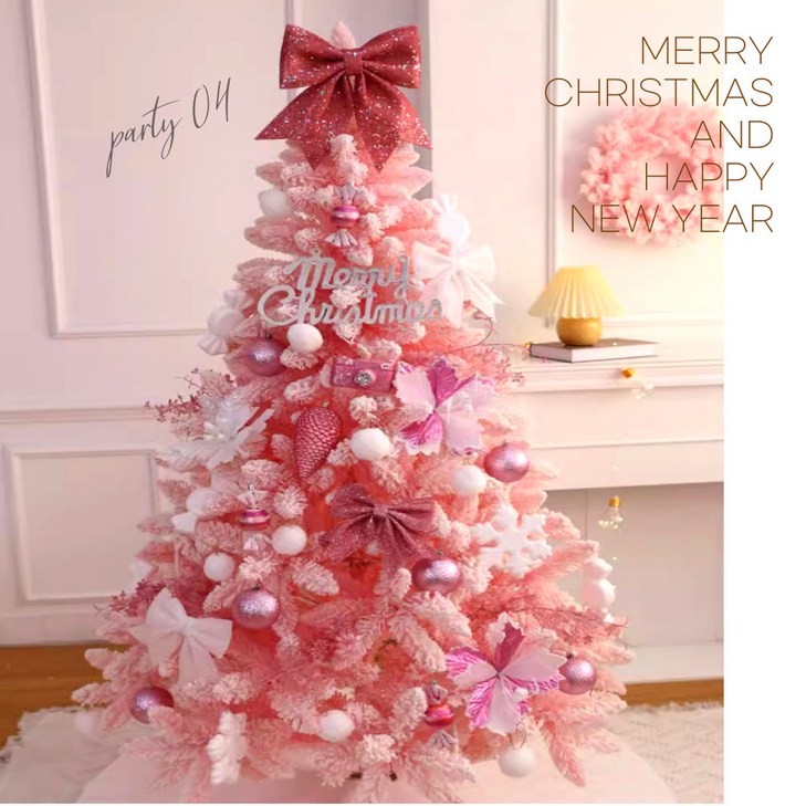 예쁜벛꽃핑크 크리스마스트리 풀세트 1.5M1.8M 트리나무 전구 오너먼트 풀세트