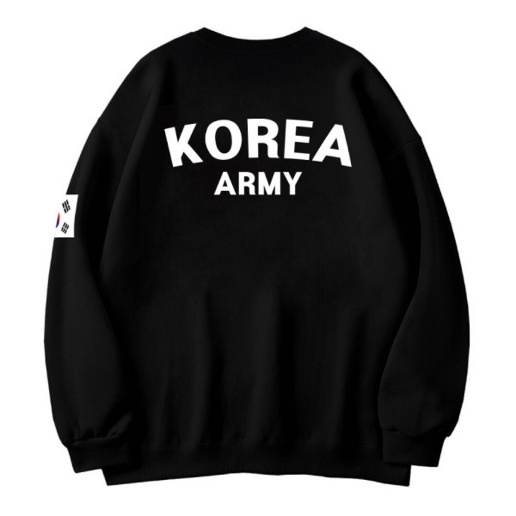 더팀 남녀공용 오버핏 기모맨투맨 코리아아미 로카 기본형