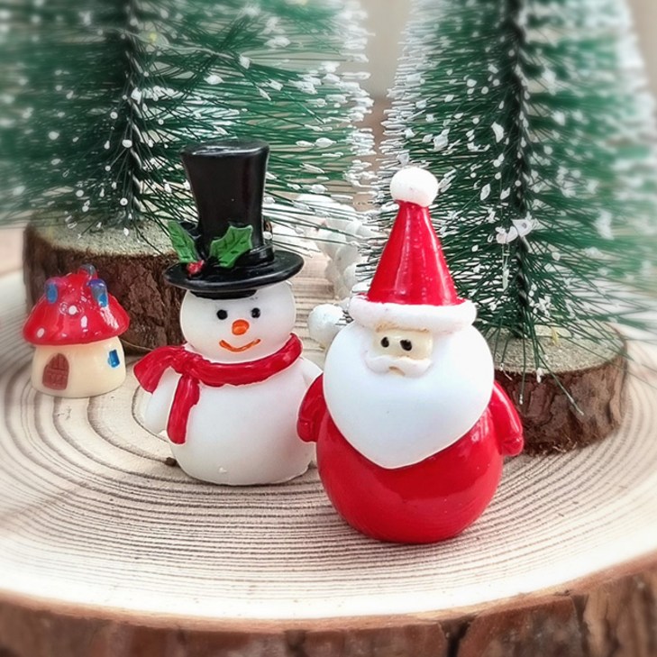 크리스마스 산타 눈사람 피규어 미니어처 장식용 테라리움 소품 2종 택1 MP51