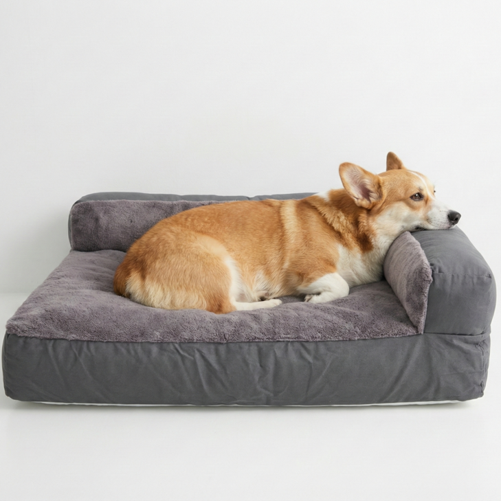 하개랩 강아지 고양이 데일리 소파 베드 방석 침대, 1개, 그레이