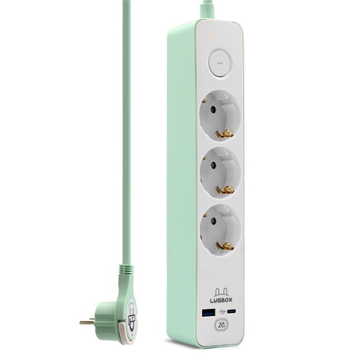 러그 고속충전 USB C타입 1포트 3500W 고용량멀티탭 3구 KFGS03KUPD20B, 민트, 1개, 3m
