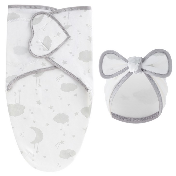 스타빈 하트벨크로 속싸개  모자 세트 ONE SIZE