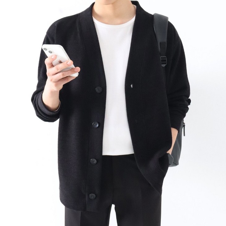 당일발송 로펀 오버핏 브이넥 무지 니트 가디건 빅사이즈 ZZBCD023