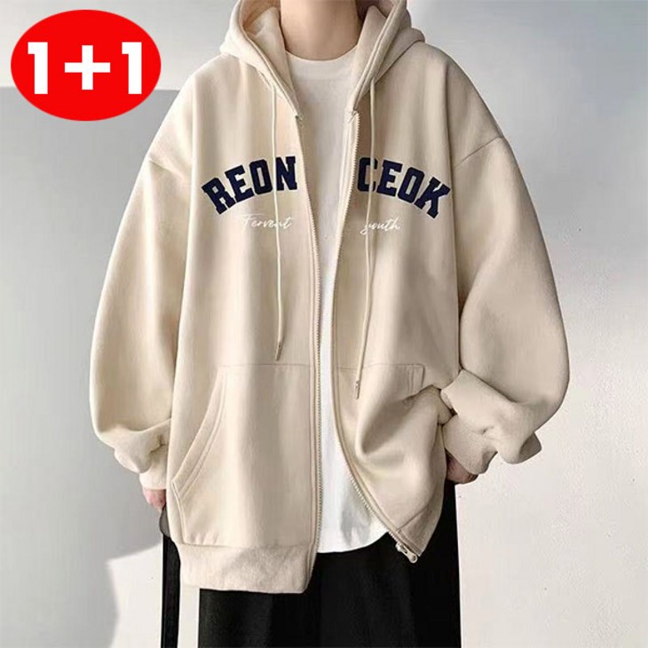 AOUGK 11 남자 빅사이즈 후드집업 프린팅 후드티 오버핏 롱 긴팔 티셔츠 봄가을 코트 XL5XL