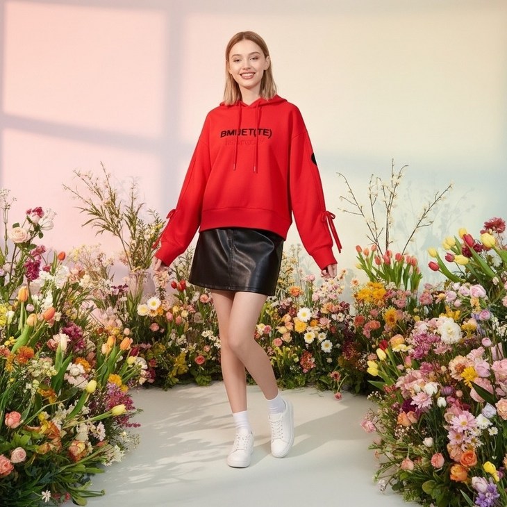 BV랩 르꼬끄 여성후드티셔츠 로고 BMUETTE X LECOQ QP422OHDO7