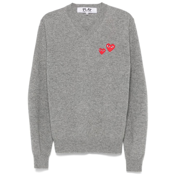 꼼데가르송플레이 더블 하트 패치 스웨터